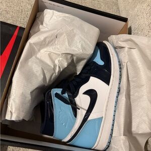 Air Jordan High-Top Sneakers in Blue and White